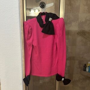 Elegant Pink Sweater with Black Accents